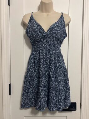 Women's Blue Floral Mini Altar’d State Sun Dress Size Small